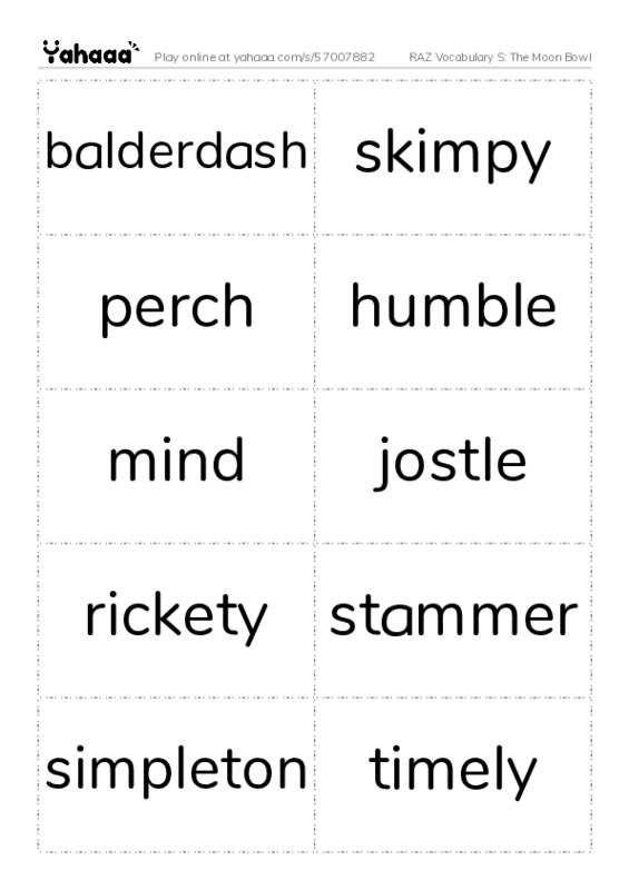 RAZ Vocabulary S: The Moon Bowl PDF two columns flashcards