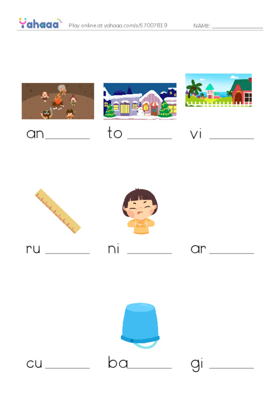 RAZ Vocabulary S: Whats in a Name PDF worksheet to fill in words gaps