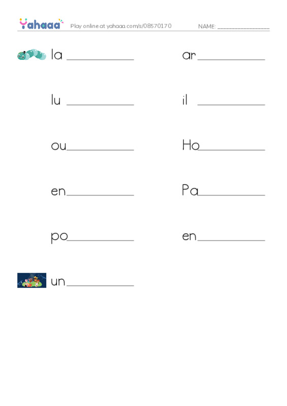 RAZ Vocabulary T: A Trip to a Prehistoric Cave PDF worksheet writing row