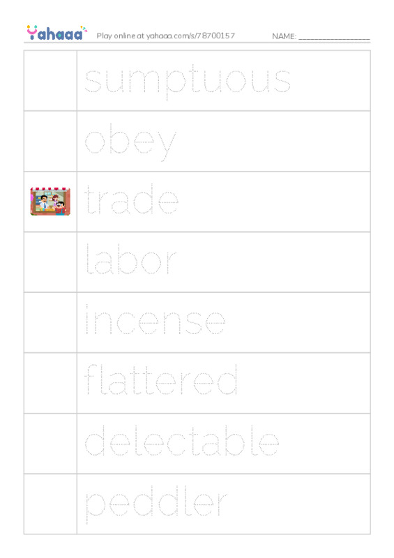 RAZ Vocabulary T: Aladdin and the Wonderful Lamp PDF one column image words