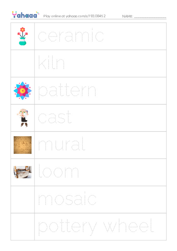 RAZ Vocabulary T: Art Around Us PDF one column image words
