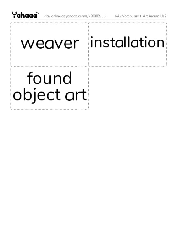 RAZ Vocabulary T: Art Around Us2 PDF two columns flashcards