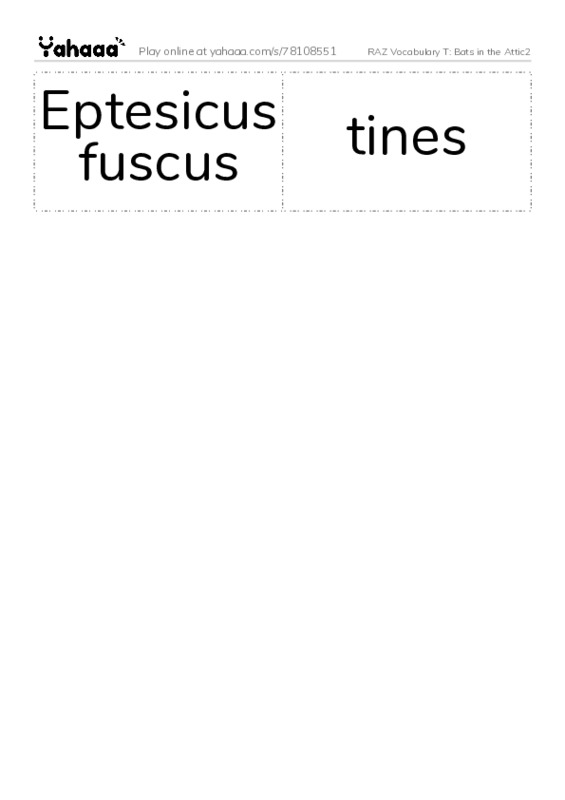 RAZ Vocabulary T: Bats in the Attic2 PDF two columns flashcards