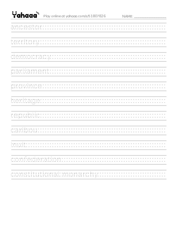 RAZ Vocabulary T: C Is for Canada PDF write between the lines worksheet