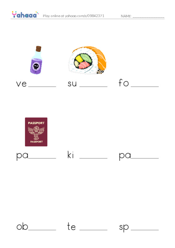 RAZ Vocabulary T: Cali and Wanda Lou PDF worksheet to fill in words gaps