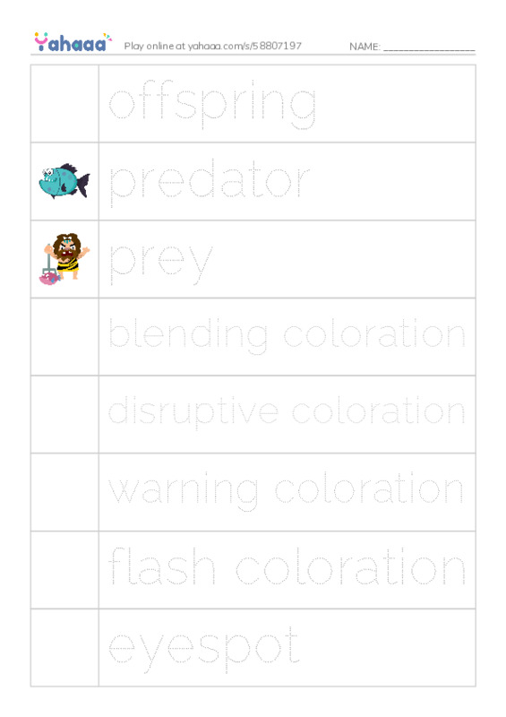 RAZ Vocabulary T: Camouflage PDF one column image words