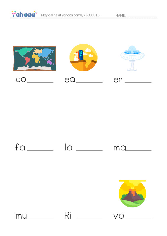 RAZ Vocabulary T: Earthquakes Volcanoes and Tsunamis PDF worksheet to fill in words gaps