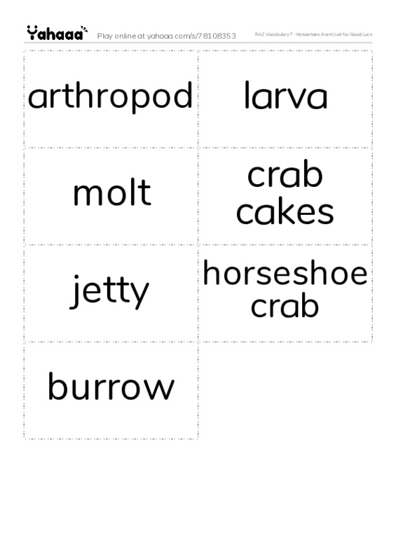 RAZ Vocabulary T: Horseshoes Arent Just for Good Luck PDF two columns flashcards