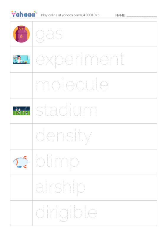 RAZ Vocabulary T: Lighter Than Air PDF one column image words