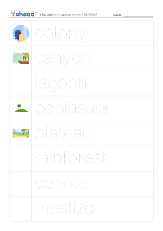 RAZ Vocabulary T: Mexico PDF one column image words