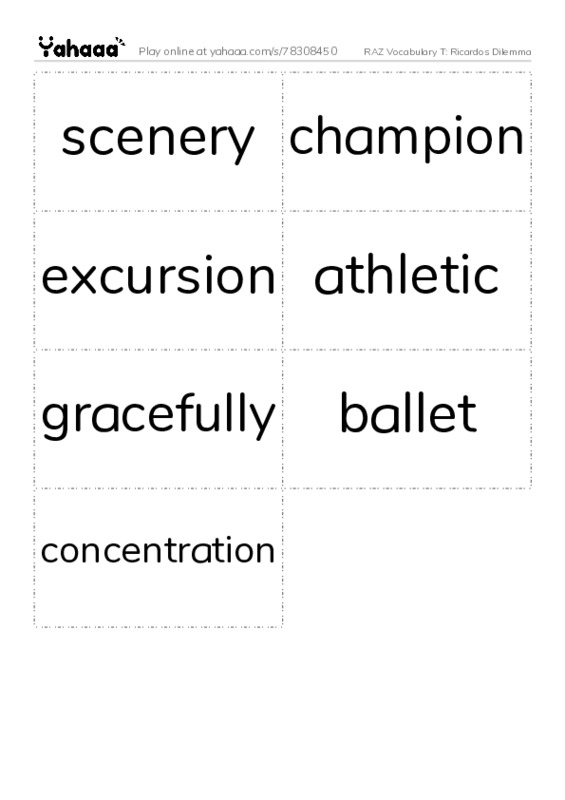 RAZ Vocabulary T: Ricardos Dilemma PDF two columns flashcards