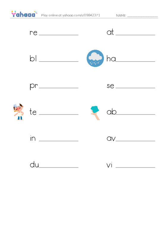 RAZ Vocabulary T: Severe Weather PDF worksheet writing row