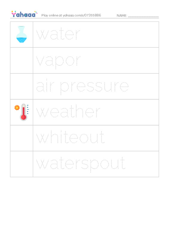 RAZ Vocabulary T: Severe Weather2 PDF one column image words