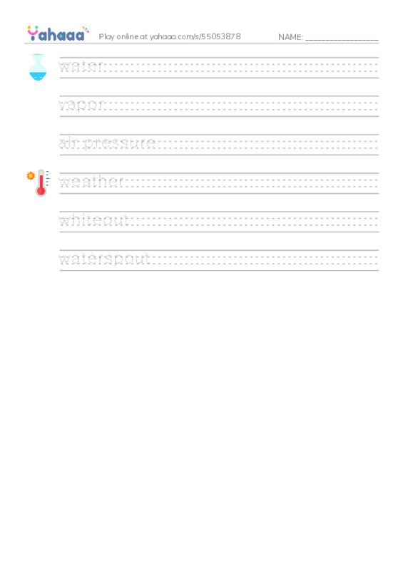 RAZ Vocabulary T: Severe Weather2 PDF write between the lines worksheet