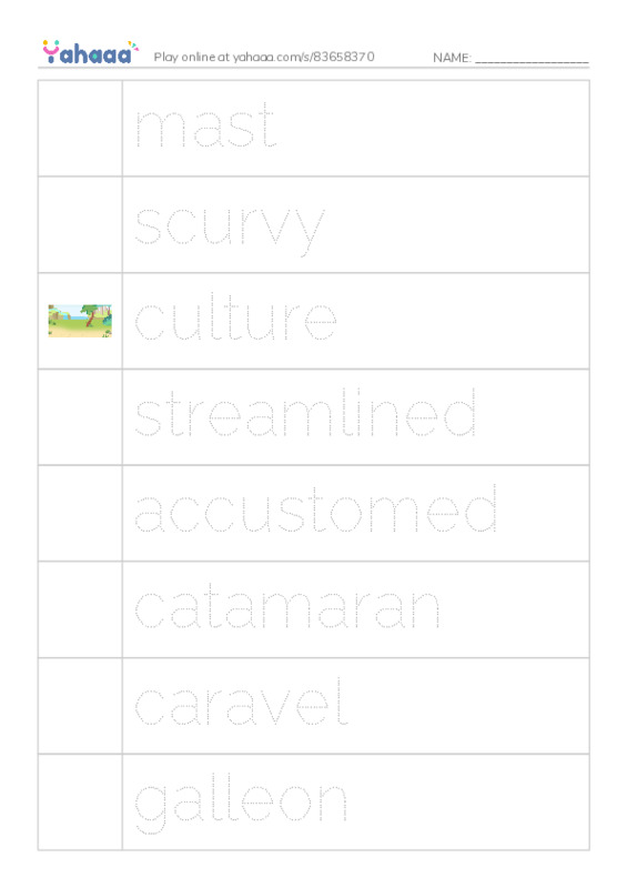 RAZ Vocabulary T: Ships of Discovery PDF one column image words