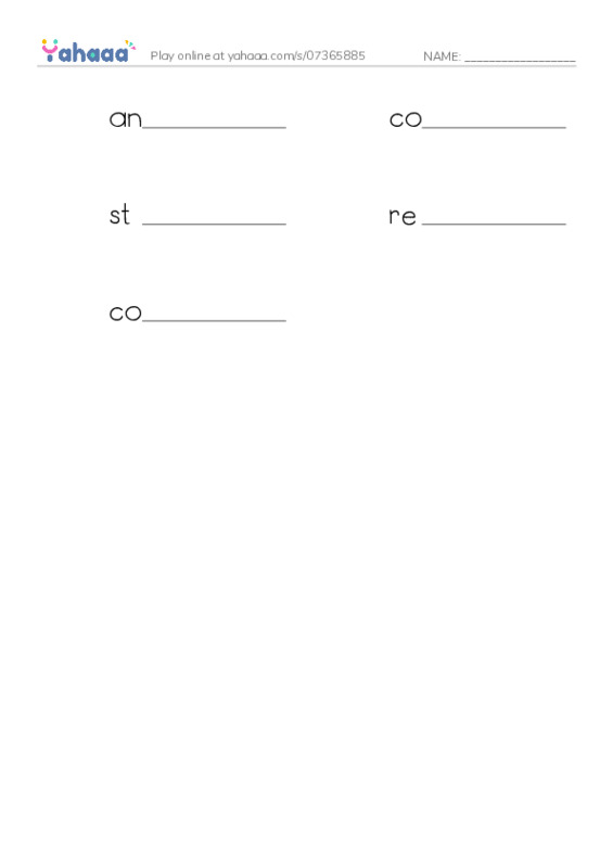 RAZ Vocabulary T: Special Effects2 PDF worksheet writing row