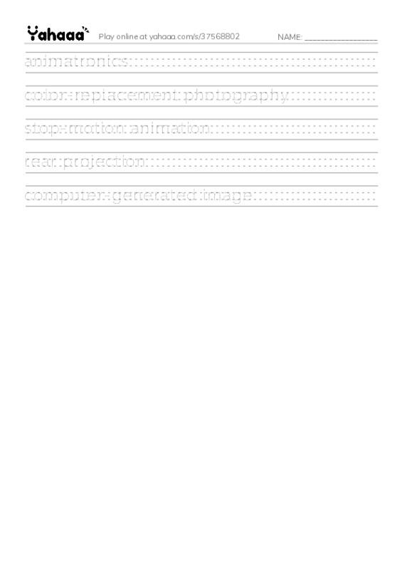 RAZ Vocabulary T: Special Effects2 PDF write between the lines worksheet