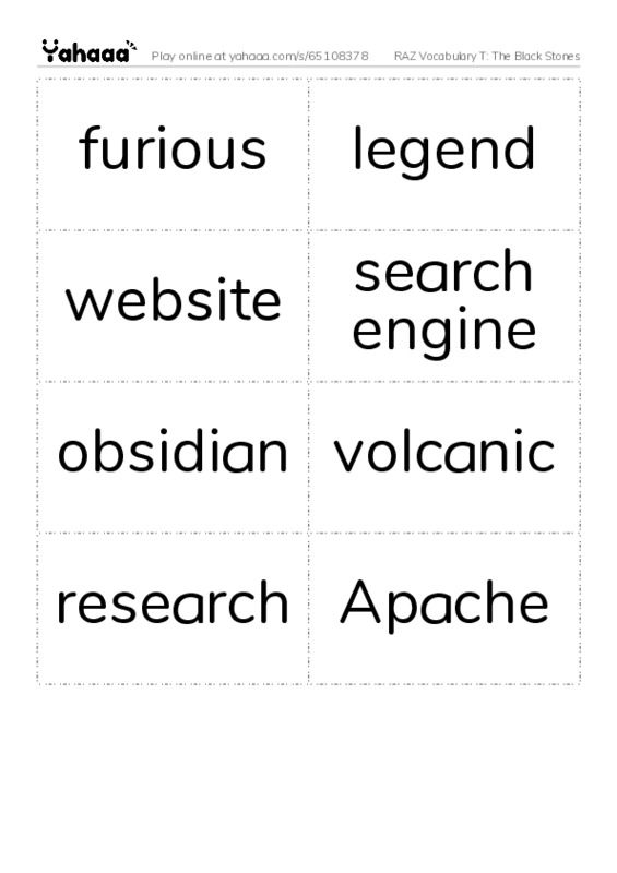 RAZ Vocabulary T: The Black Stones PDF two columns flashcards