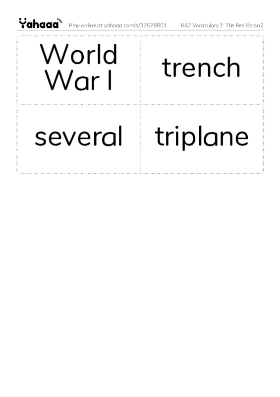 RAZ Vocabulary T: The Red Baron2 PDF two columns flashcards