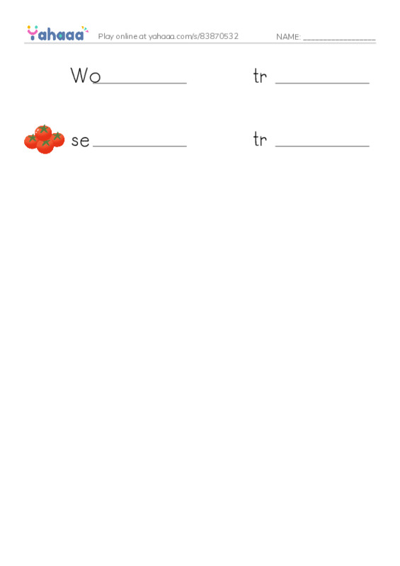 RAZ Vocabulary T: The Red Baron2 PDF worksheet writing row