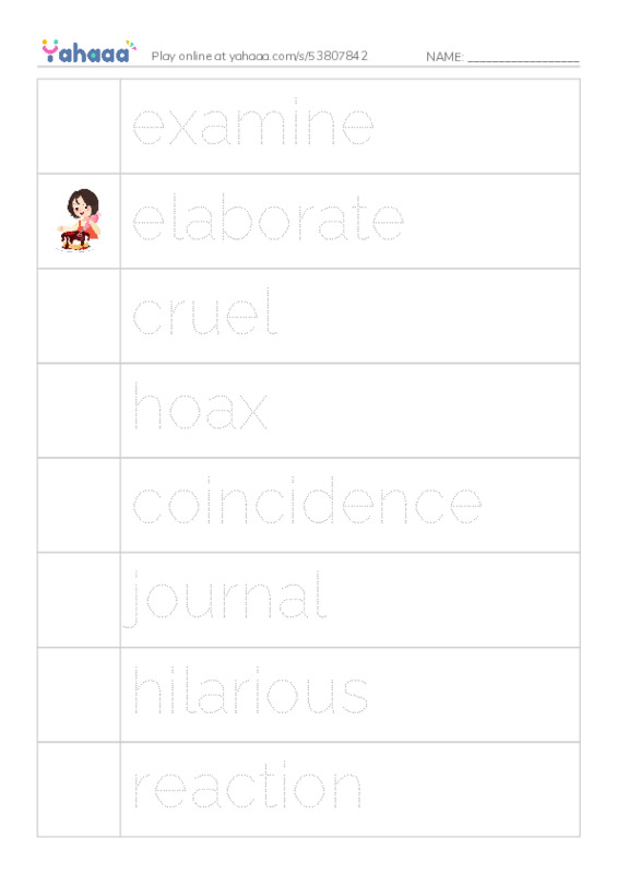 RAZ Vocabulary T: The Return to the Hollow Part I PDF one column image words