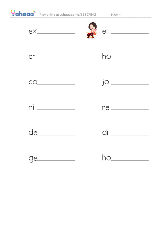RAZ Vocabulary T: The Return to the Hollow Part I PDF worksheet writing row