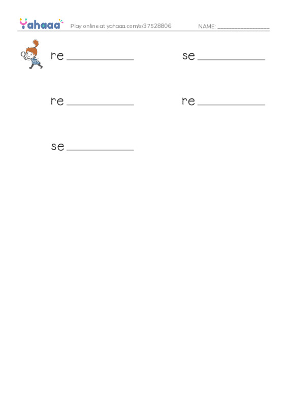 RAZ Vocabulary T: The Return to the Hollow Part I2 PDF worksheet writing row