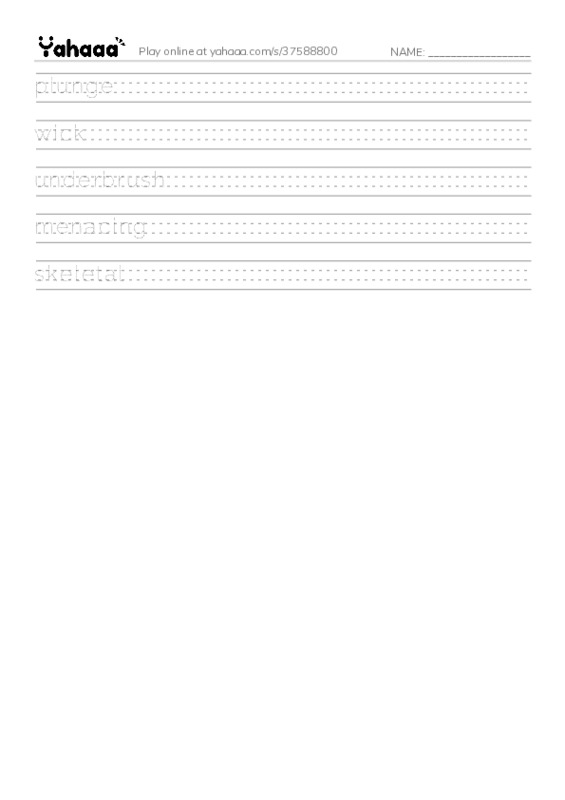 RAZ Vocabulary T: The Return to the Hollow Part II2 PDF write between the lines worksheet