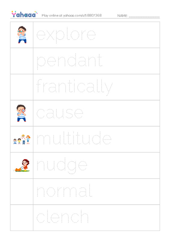 RAZ Vocabulary T: The Return to the Hollow Part III PDF one column image words