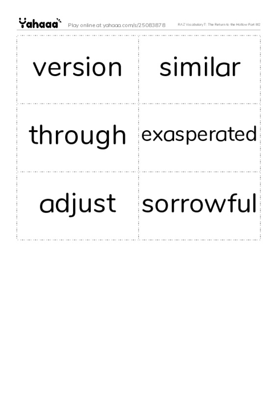 RAZ Vocabulary T: The Return to the Hollow Part III2 PDF two columns flashcards