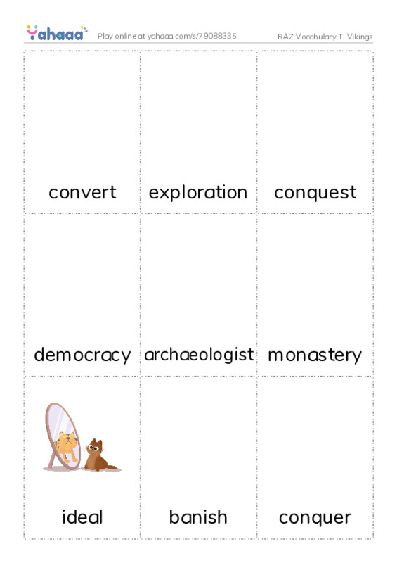 RAZ Vocabulary T: Vikings PDF flaschards with images