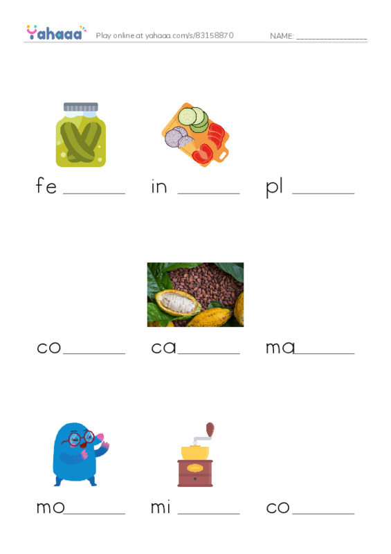 RAZ Vocabulary U: All About Chocolate PDF worksheet to fill in words gaps