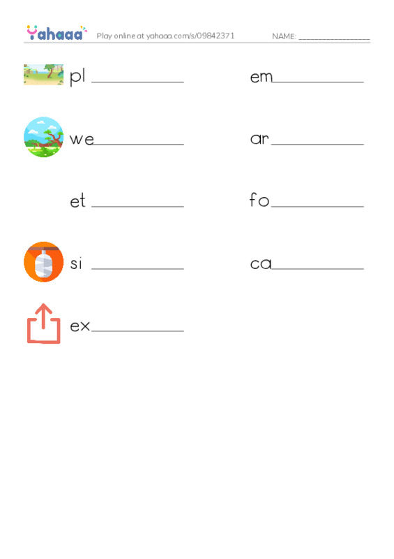 RAZ Vocabulary U: China PDF worksheet writing row