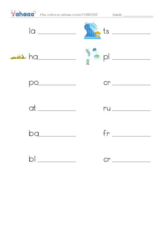 RAZ Vocabulary U: Coral Reefs PDF worksheet writing row