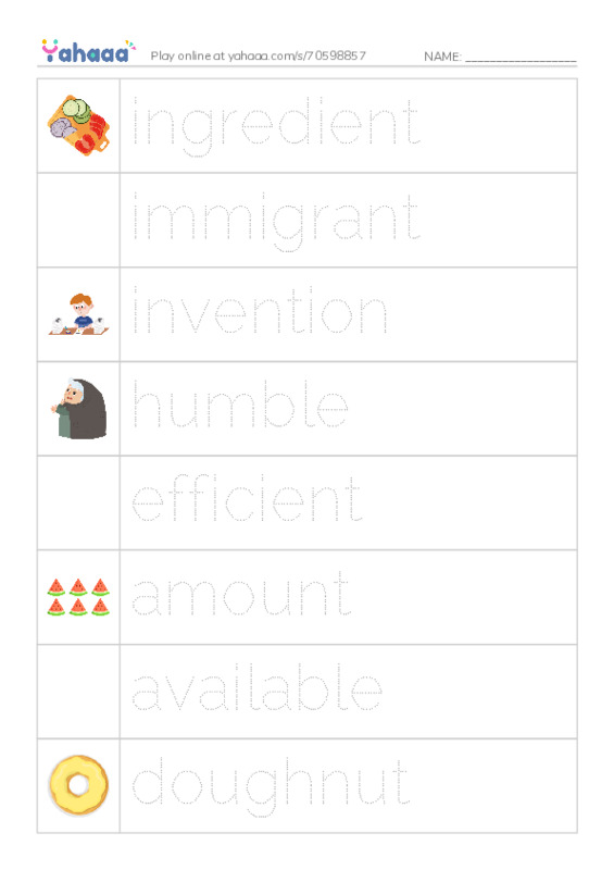 RAZ Vocabulary U: Dawn of the Doughnut PDF one column image words
