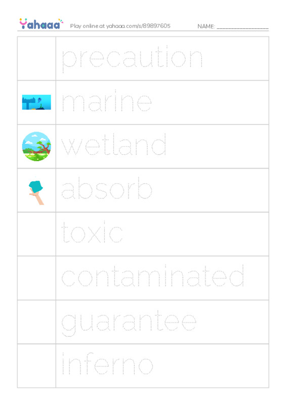 RAZ Vocabulary U: Deep Trouble The Gulf Coast Oil Spill PDF one column image words
