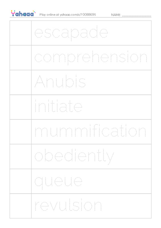 RAZ Vocabulary U: Dont Wake the Mummy PDF one column image words
