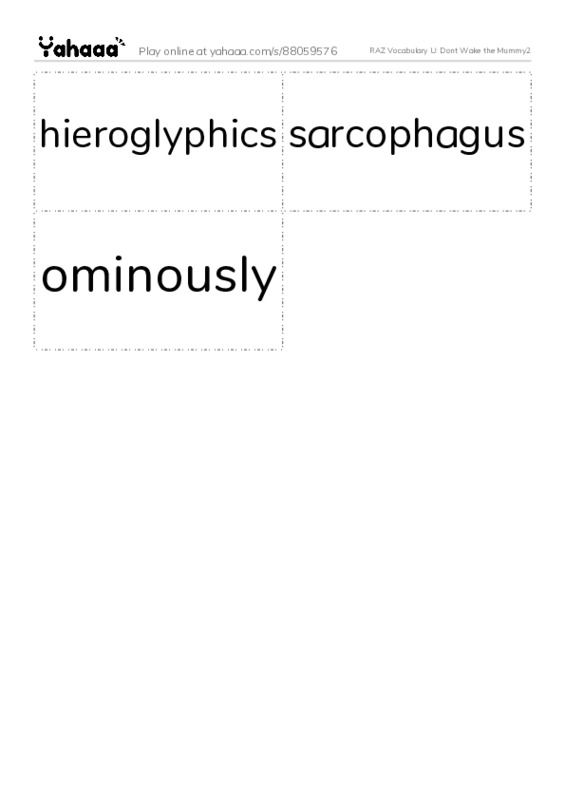 RAZ Vocabulary U: Dont Wake the Mummy2 PDF two columns flashcards