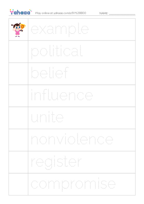 RAZ Vocabulary U: Gandhi PDF one column image words