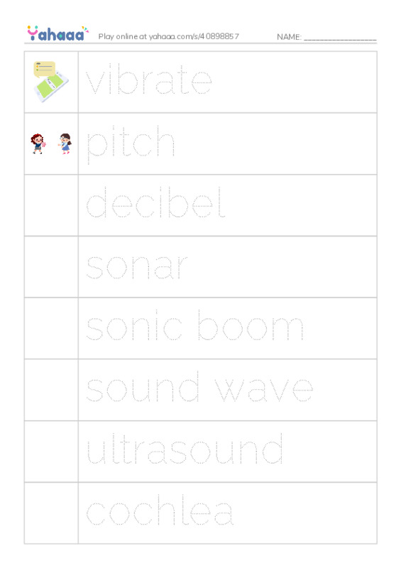 RAZ Vocabulary U: How Sound Works PDF one column image words