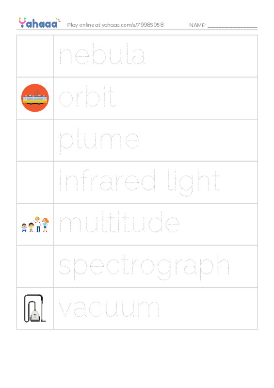 RAZ Vocabulary U: Hubble An OutofThisWorld Telescope2 PDF one column image words