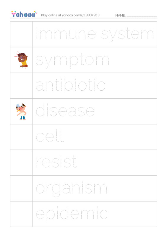 RAZ Vocabulary U: Microbes Friend or Foe PDF one column image words