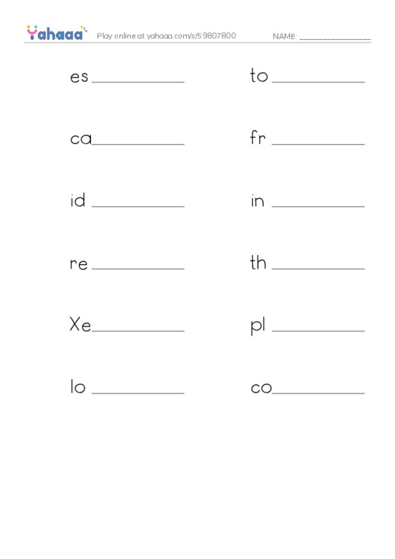 RAZ Vocabulary U: Mystery in the Moonlight PDF worksheet writing row