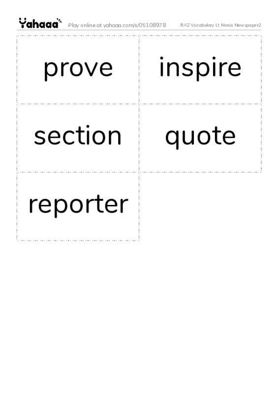 RAZ Vocabulary U: Nonis Newspaper2 PDF two columns flashcards