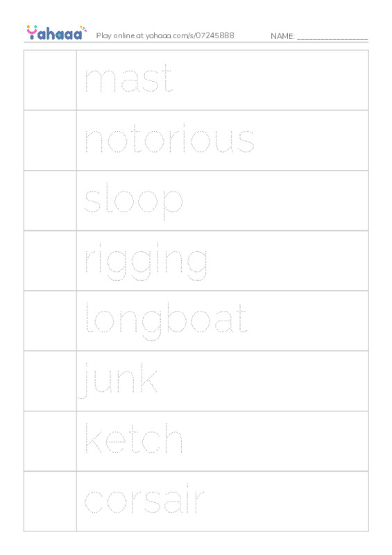 RAZ Vocabulary U: Pirate Ships and Flags2 PDF one column image words