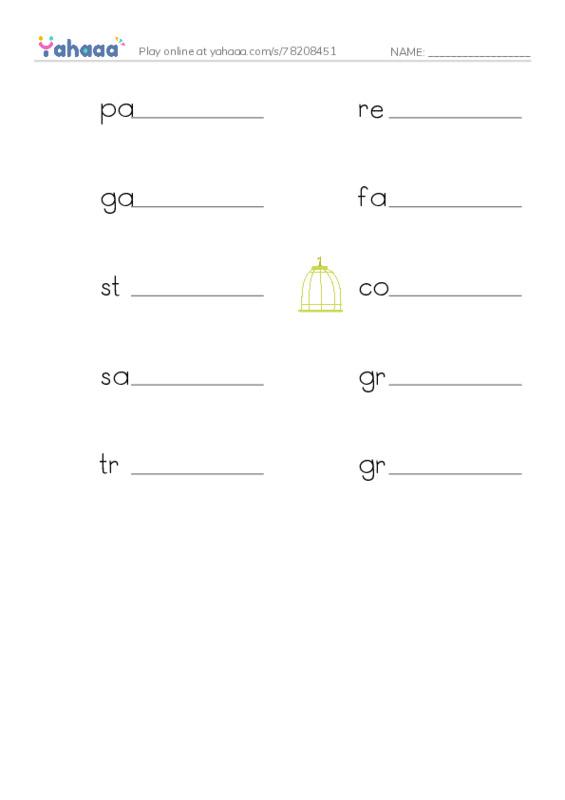 RAZ Vocabulary U: Samson A Horse Story PDF worksheet writing row