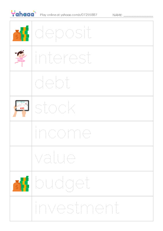 RAZ Vocabulary U: Tanyas Money Problem PDF one column image words
