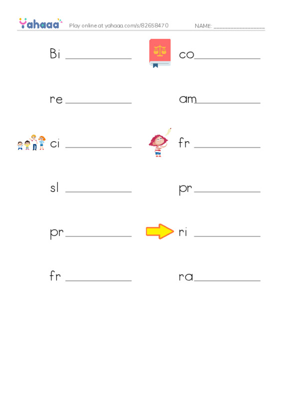 RAZ Vocabulary U: The Bill of Rights PDF worksheet writing row