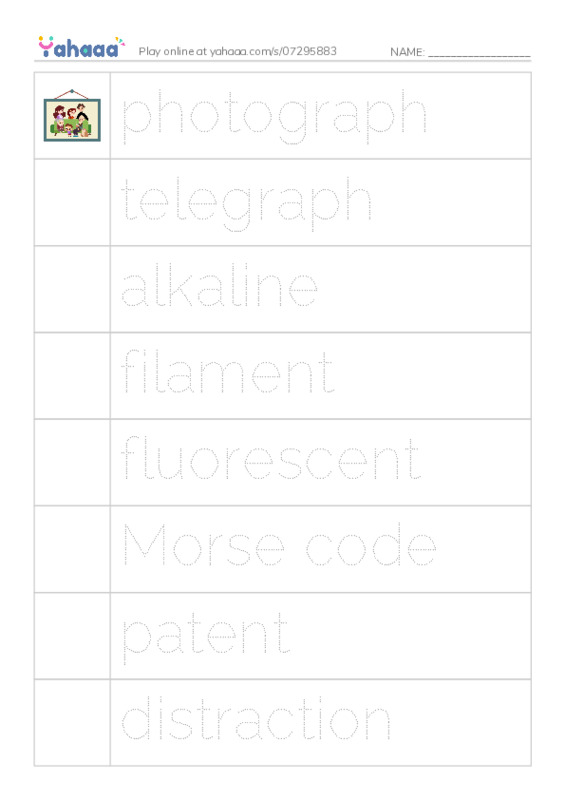 RAZ Vocabulary U: Thomas Edison PDF one column image words