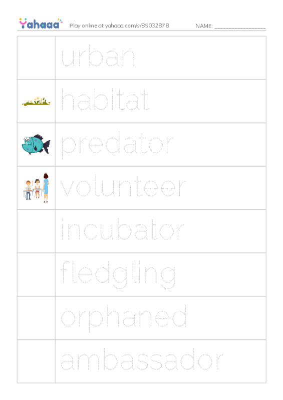 RAZ Vocabulary U: Wildlife Rescue PDF one column image words